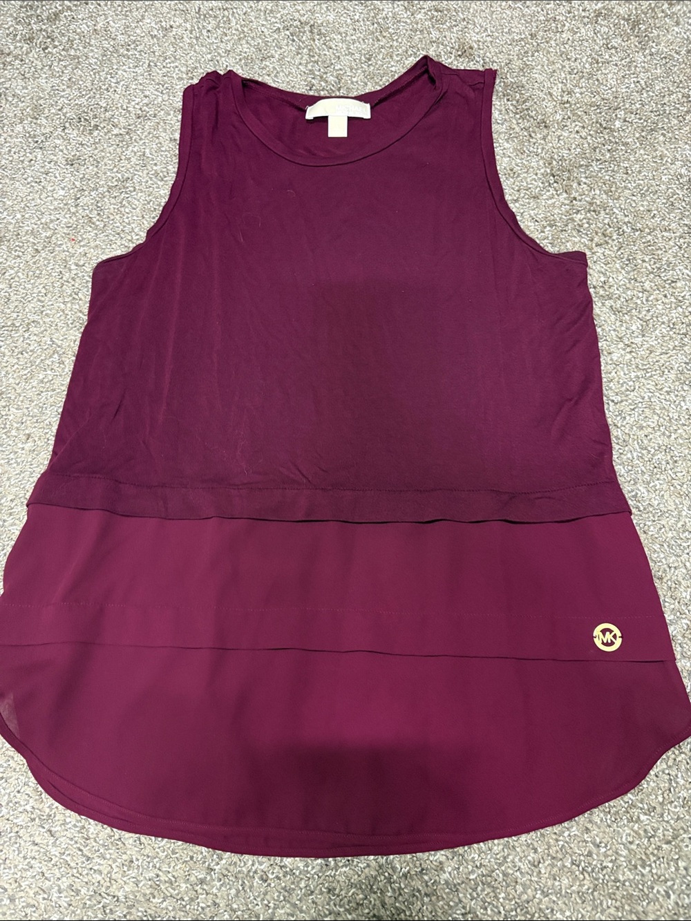 Michael Kors Wine Layered Sleeveless Tank with Gold Logo